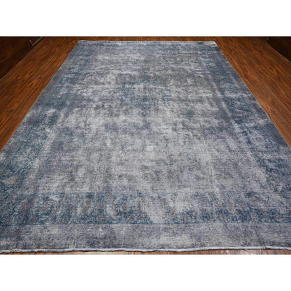 Overdyed & Vintage Wool Hand Knotted Rug Grey Gray 9.11X13.0 -O089480