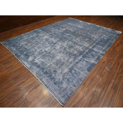 Overdyed & Vintage Wool Hand Knotted Rug Grey Gray 9.11X13.0 -O089480