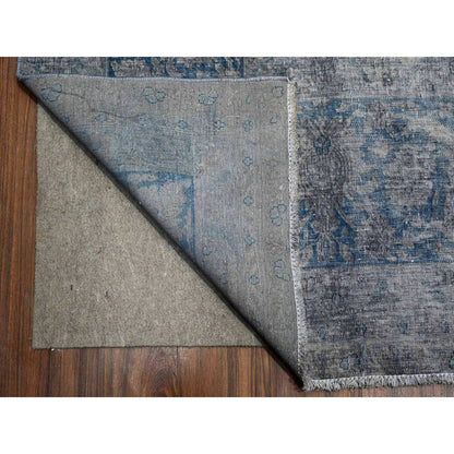 Overdyed & Vintage Wool Hand Knotted Rug Grey Gray 9.11X13.0 -O089480