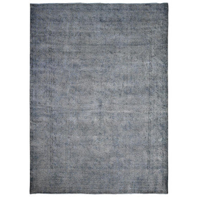 Overdyed & Vintage Wool Hand Knotted Rug Grey 9.6x12.5 -O089481