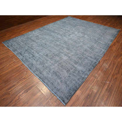 Overdyed & Vintage Wool Hand Knotted Rug Grey 9.6x12.5 -O089481