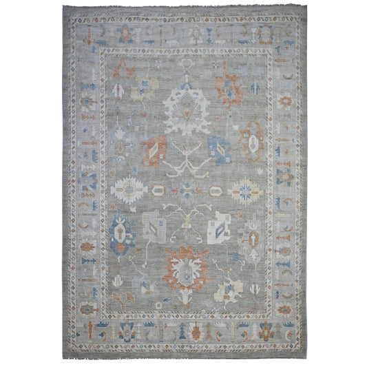 Oushak And Peshawar Wool Hand Knotted Rug Grey Gray 9.9X13.7 -O089482