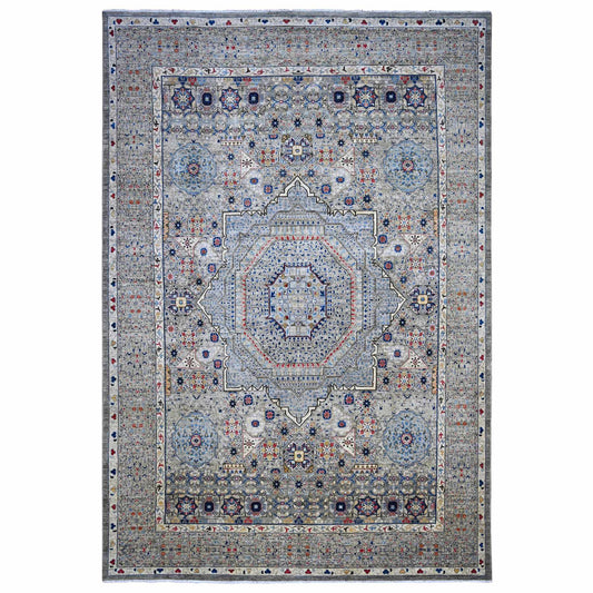 Mamluk Wool Hand Knotted Rug Grey Gray 9.11X14.3 -O089483