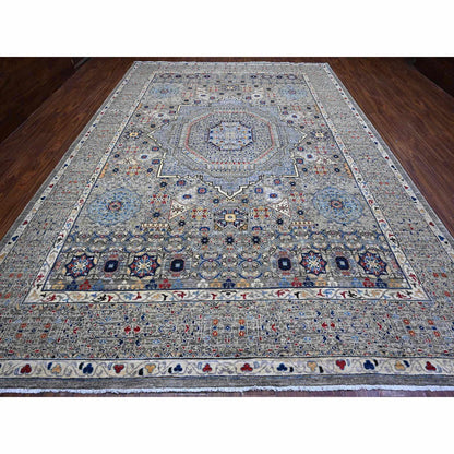 Mamluk Wool Hand Knotted Rug Grey Gray 9.11X14.3 -O089483