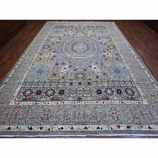 Mamluk Wool Hand Knotted Rug Grey Gray 9.11X14.3 -O089483