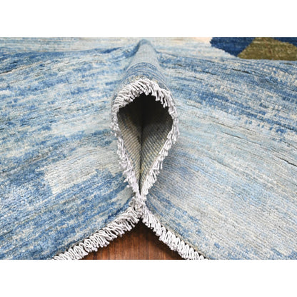 Modern and Contemporary Wool Hand Knotted Rug Blue No Border 9.2X11.11 -O089484