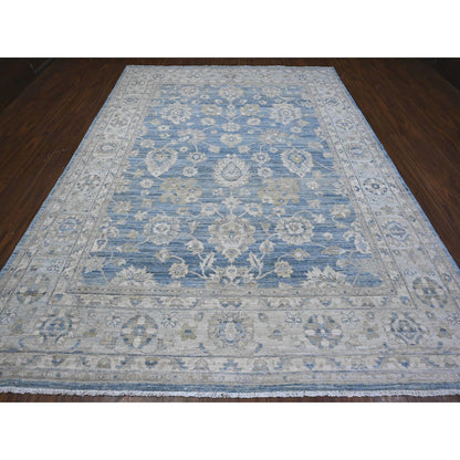 Oushak And Peshawar Wool Hand Knotted Rug Blue 8.9x11.11 -O089486