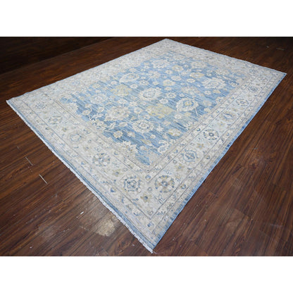 Oushak And Peshawar Wool Hand Knotted Rug Blue 8.9x11.11 -O089486
