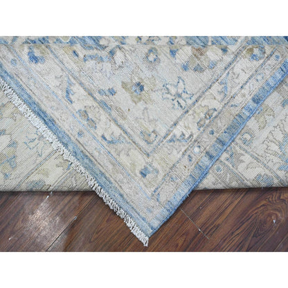 Oushak And Peshawar Wool Hand Knotted Rug Blue 8.9x11.11 -O089486