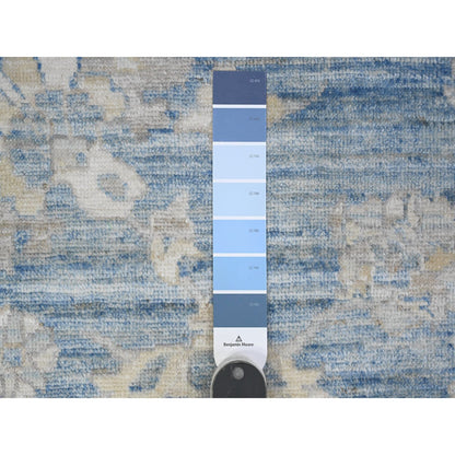 Oushak And Peshawar Wool Hand Knotted Rug Blue 8.9x11.11 -O089486