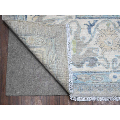 Oushak And Peshawar Wool Hand Knotted Rug Grey Ivory 9.1X11.10 -O089487