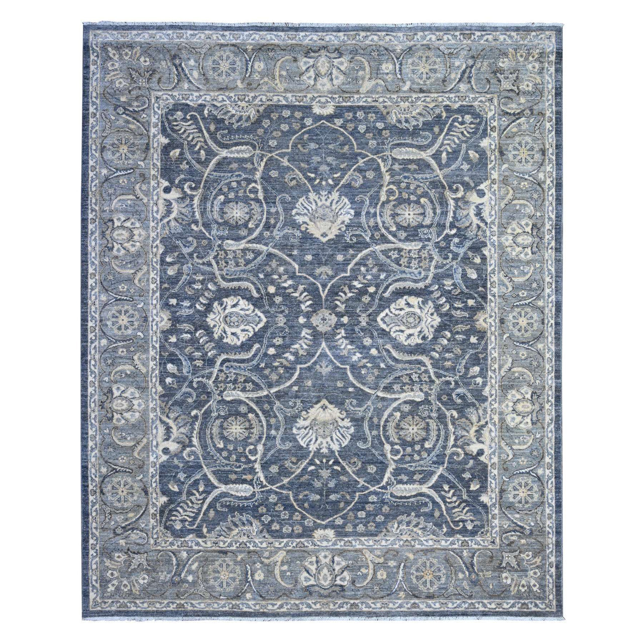 Gray 8'0" x 9'9" Oushak And Peshawar Hand knotted Wool Rug - Sku: O089489
