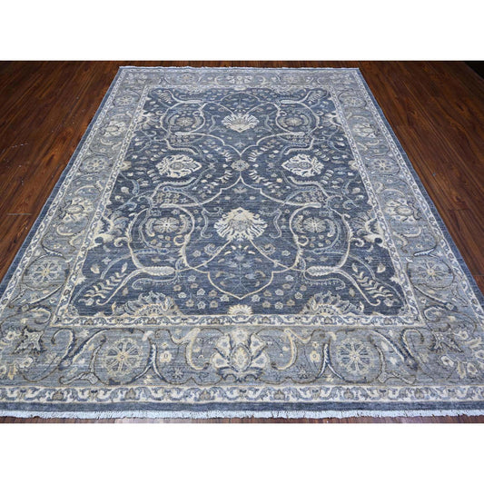 Oushak And Peshawar Wool Hand Knotted Rug Grey Gray 8.0X9.9 -O089489