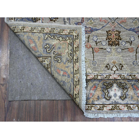 Heriz Wool Hand Knotted Rug Grey Gray 3.11X12.0 -O089494