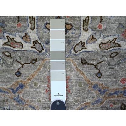 Heriz Wool Hand Knotted Rug Grey Gray 3.11X12.0 -O089494