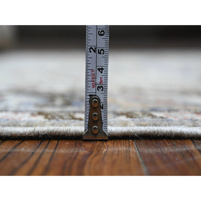 Heriz Wool Hand Knotted Rug Grey Gray 3.11X12.0 -O089494