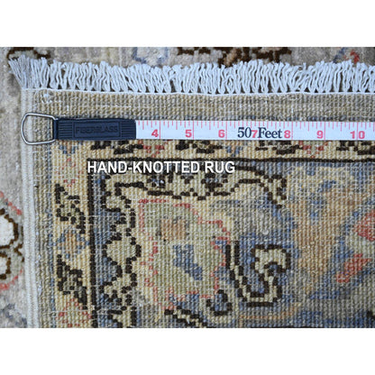 Heriz Wool Hand Knotted Rug Grey Gray 3.11X12.0 -O089494