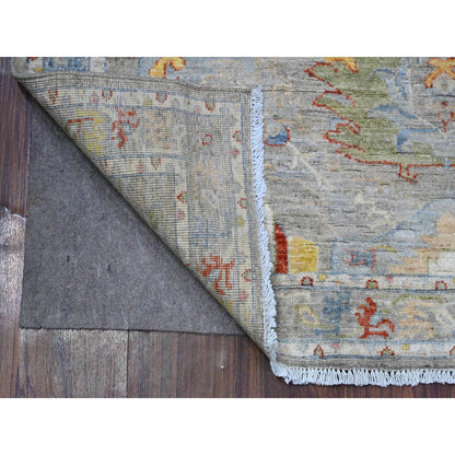 Oushak And Peshawar Wool Hand Knotted Rug Grey Silver 4.2X9.6 -O089495