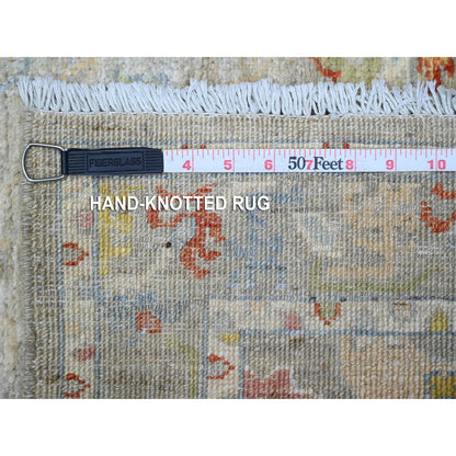 Oushak And Peshawar Wool Hand Knotted Rug Grey Silver 4.2X9.6 -O089495