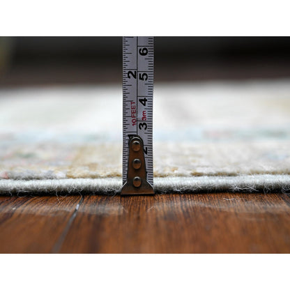 Tribal & Geometric Wool Hand Knotted Rug Green Blue 2.10X18.6 -O089500