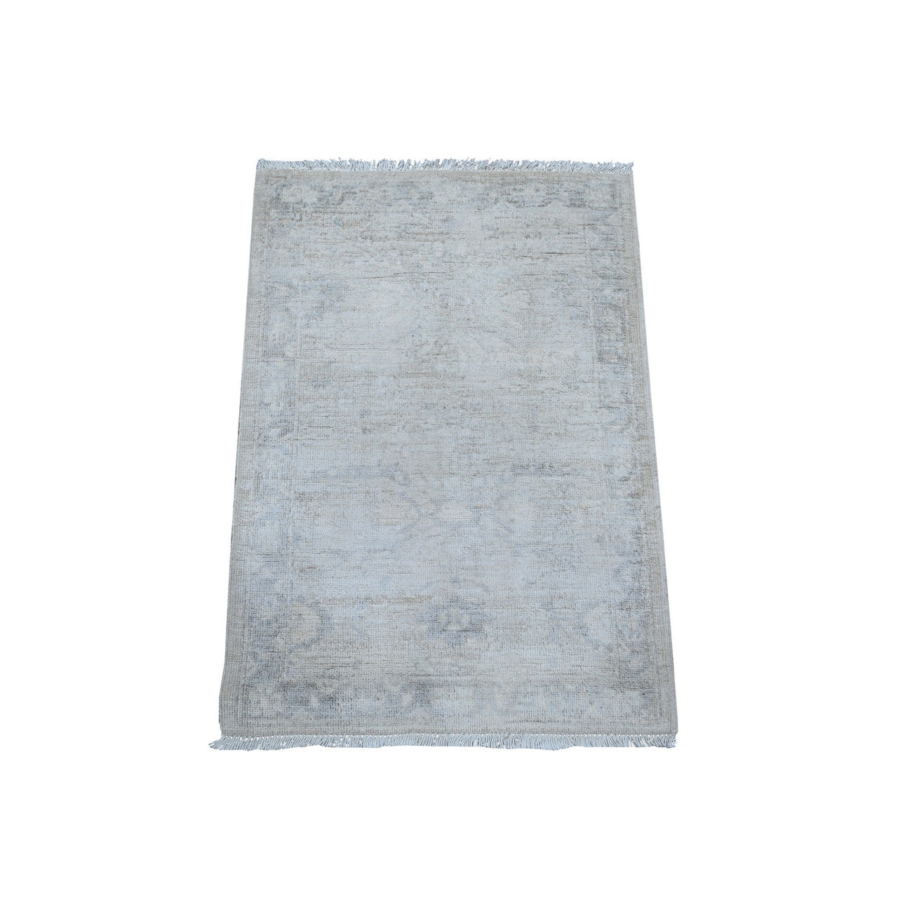 Ivory 1'11" x 2'9" Oushak And Peshawar Hand knotted Wool Rug - Sku: O089504