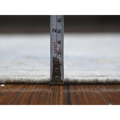 Oushak And Peshawar Wool Hand Knotted Rug Ivory Silver 2.8X19.7 -O089505