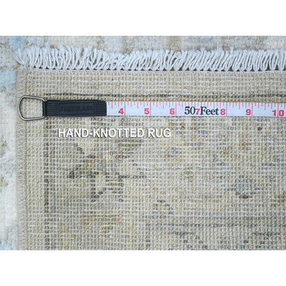 Oushak And Peshawar Wool Hand Knotted Rug Ivory Silver 2.8X19.7 -O089505