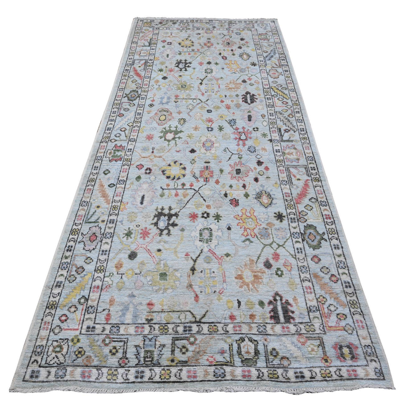 Blue 4'1" x 9'11" Oushak And Peshawar Hand knotted Wool Rug - Sku: O089506