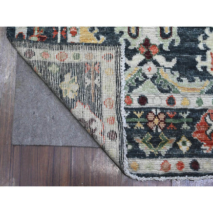 Oushak And Peshawar Wool Hand Knotted Rug Black Black 4.0X11.7 -O089509