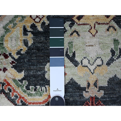 Oushak And Peshawar Wool Hand Knotted Rug Black Black 4.0X11.7 -O089509