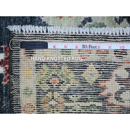 Oushak And Peshawar Wool Hand Knotted Rug Black Black 4.0X11.7 -O089509