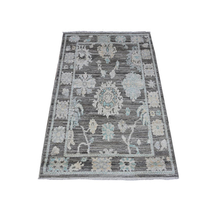 Oushak And Peshawar Wool Hand Knotted Rug Grey Charcoal Gray 3.3X5.0 -O089512