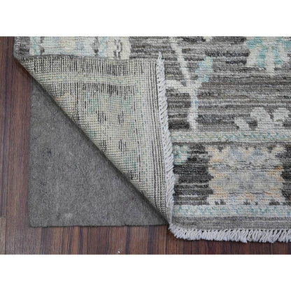 Oushak And Peshawar Wool Hand Knotted Rug Grey Charcoal Gray 3.3X5.0 -O089512