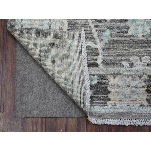 Oushak And Peshawar Wool Hand Knotted Rug Grey Charcoal Gray 3.3X5.0 -O089512