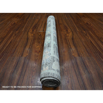 Oushak And Peshawar Wool Hand Knotted Rug Grey Charcoal Gray 3.3X5.0 -O089512