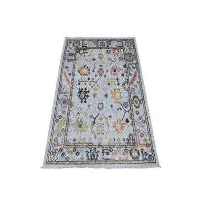 Oushak And Peshawar Wool Hand Knotted Rug Blue Blue 3.0X4.10 -O089513