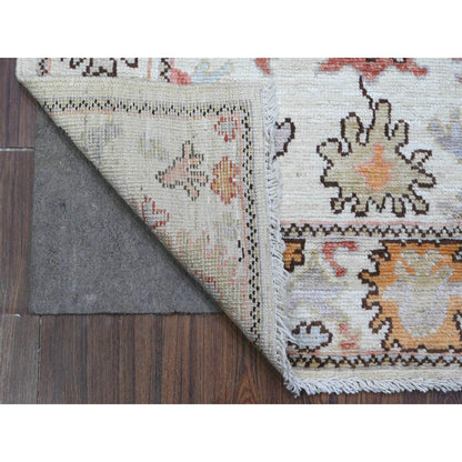 Oushak And Peshawar Wool Hand Knotted Rug Ivory Ivory 2.11X4.10 -O089515