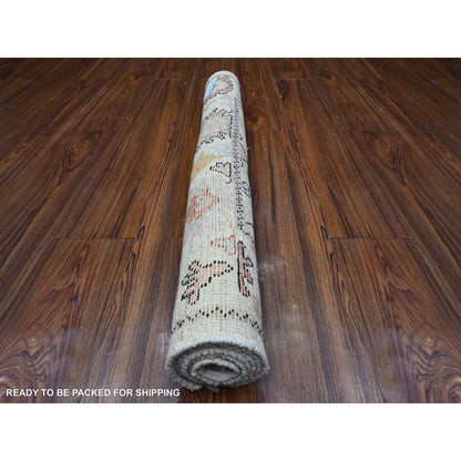 Oushak And Peshawar Wool Hand Knotted Rug Ivory Ivory 2.11X4.10 -O089515