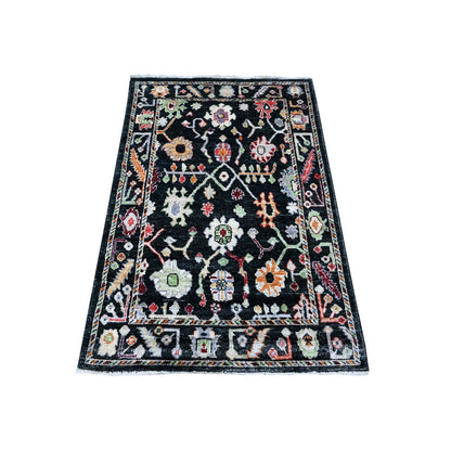 Oushak And Peshawar Wool Hand Knotted Rug Black Black 3.3X4.10 -O089516