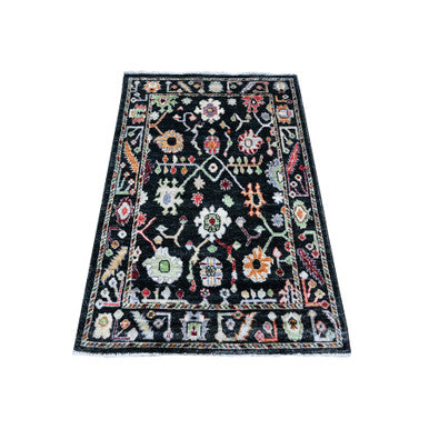Oushak And Peshawar Wool Hand Knotted Rug Black Black 3.3X4.10 -O089516