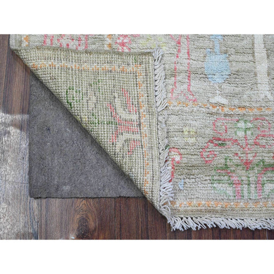 Oushak And Peshawar Wool Hand Knotted Rug Green Green 3.1X4.11 -O089517
