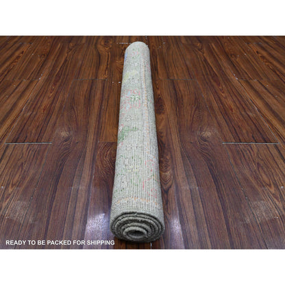 Oushak And Peshawar Wool Hand Knotted Rug Green Green 3.1X4.11 -O089517