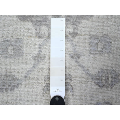 Oushak And Peshawar Wool Hand Knotted Rug Ivory Gray 2.11X6.1 -O089518