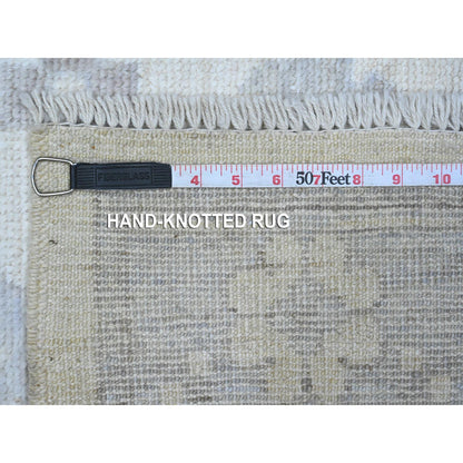 Oushak And Peshawar Wool Hand Knotted Rug Ivory Gray 2.11X6.1 -O089518