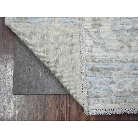 Oushak And Peshawar Wool Hand Knotted Rug Ivory Gray 3.2X4.10 -O089523