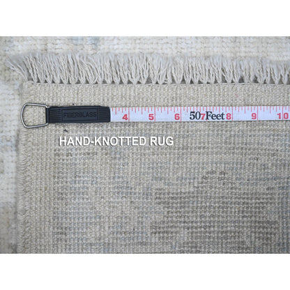 Oushak And Peshawar Wool Hand Knotted Rug Ivory Gray 3.2X4.10 -O089523