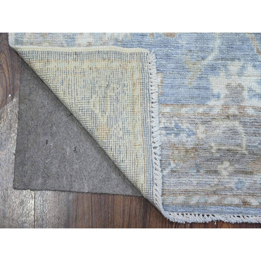 Oushak And Peshawar Wool Hand Knotted Rug Grey Silver Gray 3.1X4.3 -O089529