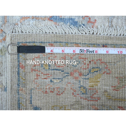 Oushak And Peshawar Wool Hand Knotted Rug Grey Silver Gray 2.10X5.4 -O089530