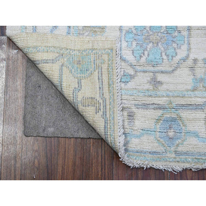 Oushak And Peshawar Wool Hand Knotted Rug Ivory Ivory 2.7X7.11 -O089534