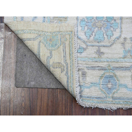 Oushak And Peshawar Wool Hand Knotted Rug Ivory Ivory 2.7X7.11 -O089534
